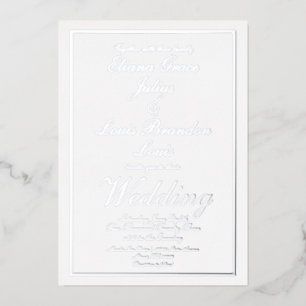 Elegantes Script Border Wedding Pressed Silver Folieneinladung