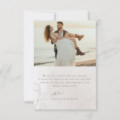 Elegantes Script Botanical 2-Foto Overlay Wedding Dankeskarte (Rückseite)