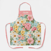 Elegantes Script Botanical Floral Schürze (Vorderseite)