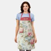 Elegantes Script Botanical Floral Schürze (Getragen)