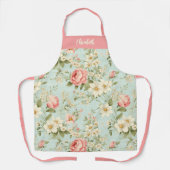 Elegantes Script Botanical Floral Schürze (Vorderseite)