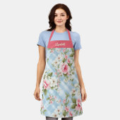 Elegantes Script Botanical Floral Schürze (Getragen)