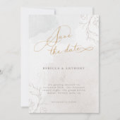 Elegantes Script Botanische Hochzeit mit Foto Save The Date (Vorderseite)