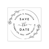 Elegantes Script & Botanischer Kranz Save the Date Gummistempel (Prägung)