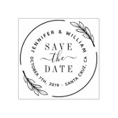 Elegantes Script & Botanischer Kranz Save the Date Gummistempel (Prägung)