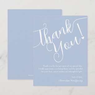 Elegantes Script Boy Baby Shower Blue Dankeskarte