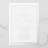 Elegantes Script Boy First Communion Silver Folieneinladung (Vorderseite)