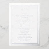 Elegantes Script Boy First Communion Silver Folieneinladung (Vorderseite)