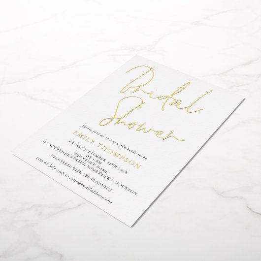 Elegantes Script-Brautparty Klasse Real Folieneinladung (Gedreht)