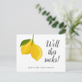 Elegantes Script-Brautparty Zurückgezogene Zitrone Postkarte (Stehend Vorderseite)