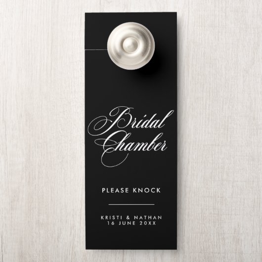 Elegantes Script Bridal Kammer Hochzeitstür-Zeiche Türanhänger (Auf Knauf)