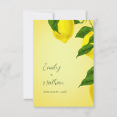 Elegantes Script Bright Yellow Citrus Hochzeit RSVP Karte (Vorderseite)