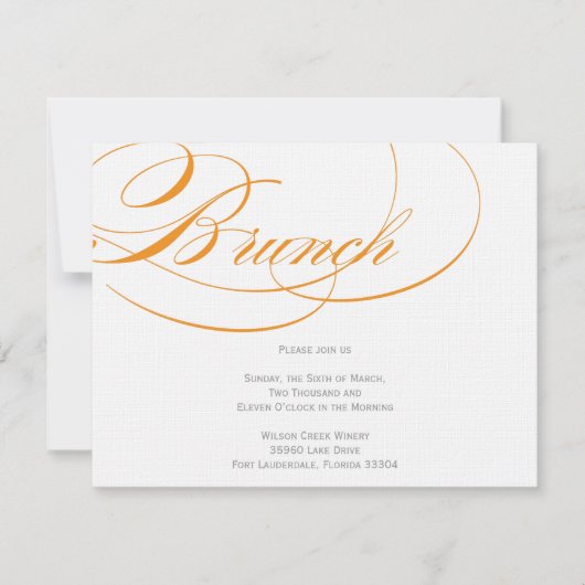 Elegantes Script Brunch Einladung - Orange (Vorderseite)
