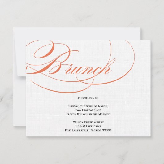 Elegantes Script Brunch Einladung - Orange (Vorderseite)