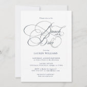 Elegantes Script-Brunch mit der Braut-Junggesellin Einladung (Vorderseite)