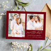 Elegantes Script Burgundy 2 Foto Save The Date