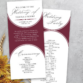 Elegantes Script Burgundy Arch Wedding Programm