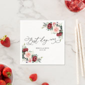 Elegantes Script Burgundy Blush Blumengrün Serviette (Beispiel)