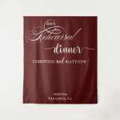 Elegantes Script Burgundy Probe Dinner Hintergrund Wandteppich (Vorderseite)