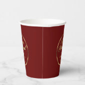 Elegantes Script Burgundy Red and Gold Weihnachten Pappbecher (Rechts)