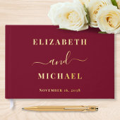 Elegantes Script Burgundy Wedding Gästebuch