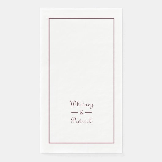 Elegantes Script Burgundy Wedding Minimalistisch C Serviette (Vorderseite)
