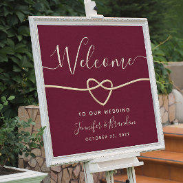 Elegantes Script Burgundy Wedding Willkommen Poster