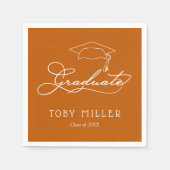 Elegantes Script Burnt Orange Abschluss Napkins Serviette (Vorderseite)