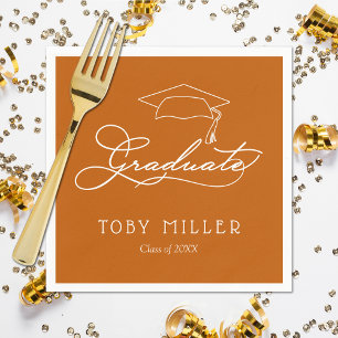 Elegantes Script Burnt Orange Abschluss Napkins Serviette