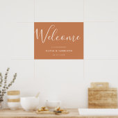 Elegantes Script Burnt Orange Wedding Welcome Sign Poster (Küche)