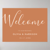 Elegantes Script Burnt Orange Wedding Welcome Sign Poster (Vorne)