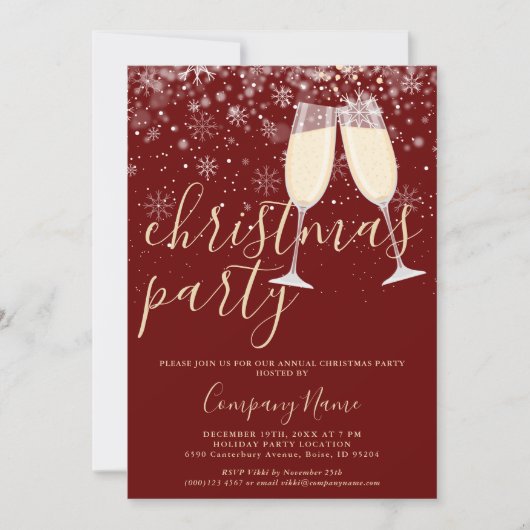 Elegantes Script Business Corporate Weihnachtsfest Einladung (Vorderseite)