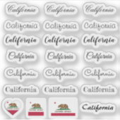 Elegantes Script California & Flag USA /name Set Aufkleber (Vorderseite)