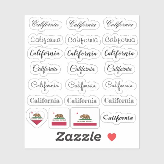 Elegantes Script California & Flag USA /name Set Aufkleber (Blatt)