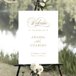 Elegantes Script Calligrafy Minimal Willkommenszei Poster