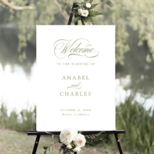 Elegantes Script Calligrafy Minimal Willkommenszei Poster
