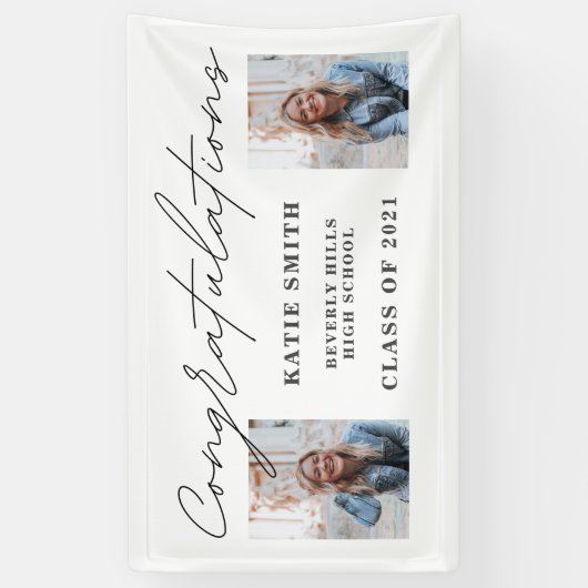 Elegantes Script Calligraphy Abschluss 2 Foto Banner (Vertikal)