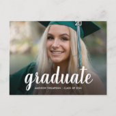 Elegantes Script Calligraphy Abschluss Foto Ankündigungspostkarte (Vorderseite)