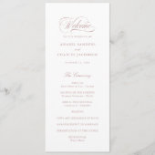 Elegantes Script Calligraphy Blush Wedding Program Programm (Vorderseite)