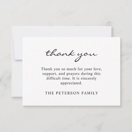 Elegantes Script Calligraphy Foto Beileid Beerdigu Dankeskarte (Rückseite)