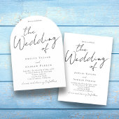 Elegantes Script Calligraphy Foto QR Code Hochzeit Einladung