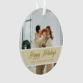 Elegantes Script Calligraphy Happy Holidays Foto Ornament (Vorderseite)