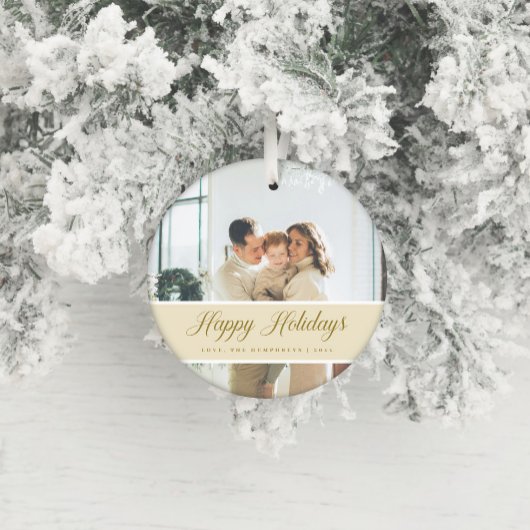 Elegantes Script Calligraphy Happy Holidays Foto Ornament