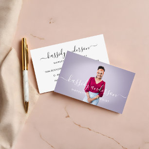 Elegantes Script Calligraphy Logo Business Foto Visitenkarte
