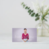 Elegantes Script Calligraphy Logo Business Foto Visitenkarte (Stehend Vorderseite)