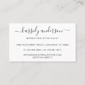 Elegantes Script Calligraphy Logo Business Foto Visitenkarte (Rückseite)