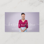 Elegantes Script Calligraphy Logo Business Foto Visitenkarte (Vorderseite)