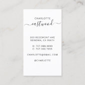 Elegantes Script Calligraphy Monogram Logo & Foto Visitenkarte (Rückseite)