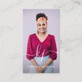 Elegantes Script Calligraphy Monogram Logo & Foto Visitenkarte (Vorderseite)