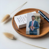 Elegantes Script Calligraphy Monogram Logo & Foto Visitenkarte